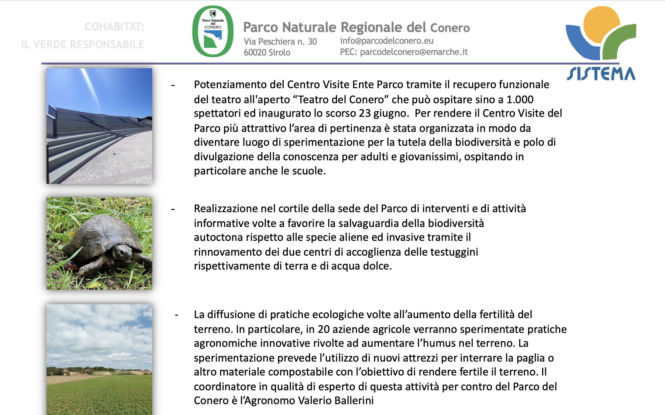 Il Parco del Conero partner del progetto SISTEMA