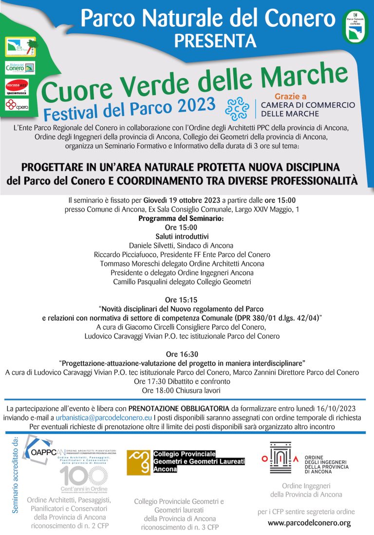 “Progettare in un’area naturale protetta”: seminario ad Ancona giovedì 19 ottobre
