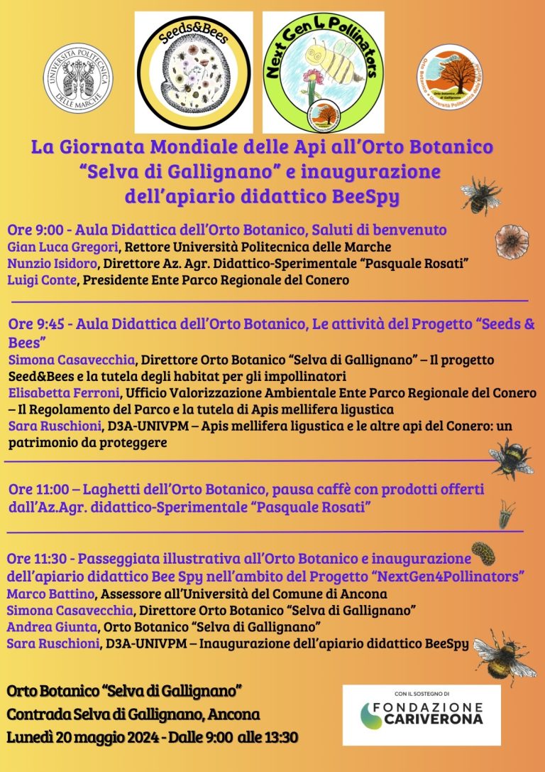 Giornata mondiale delle Api Lunedì 20 maggio ore 9 Orto Botanico "Selva di Gallignano"