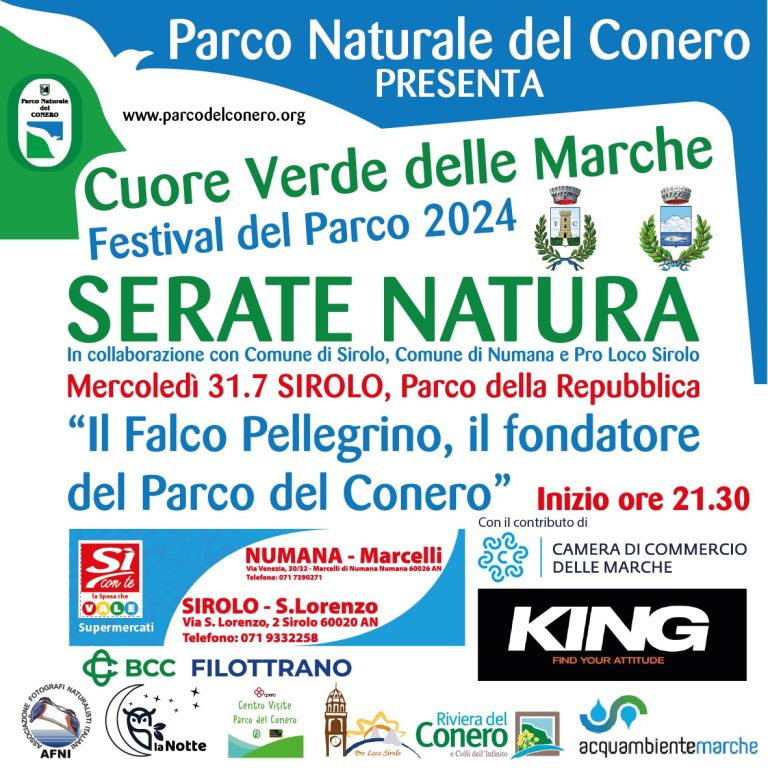 PARCO DEL CONERO: A Sirolo serata dedicata al Falco Pellegrino, il “fondatore” del Parco del Conero