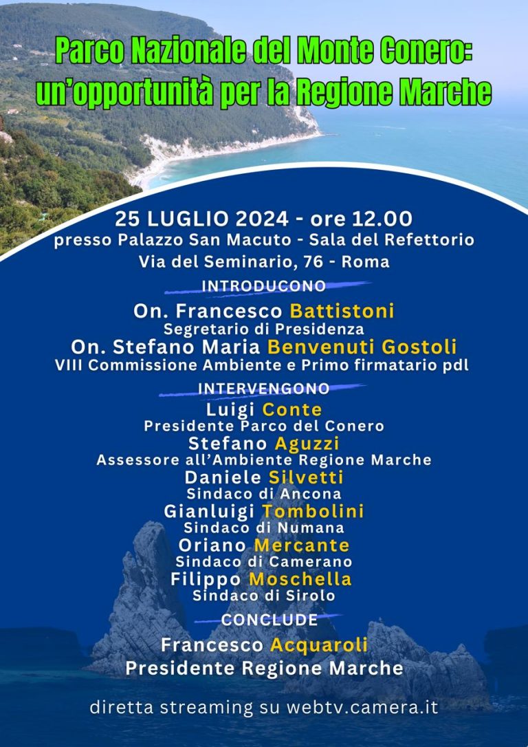 Pronta la proposta di legge per istituire il Parco Nazionale del Monte Conero